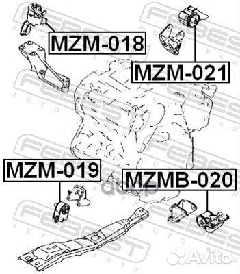 Подушка двигателя задняя MZM021 Febest