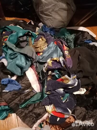 Отрезы ткани крупные ассорти много мешки мех кожа