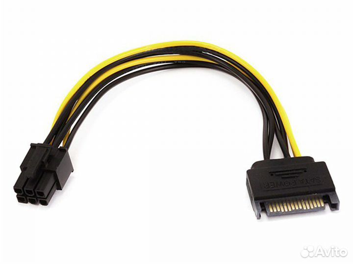 Кабель переходник доп питание Molex SATA 6pin 8pin