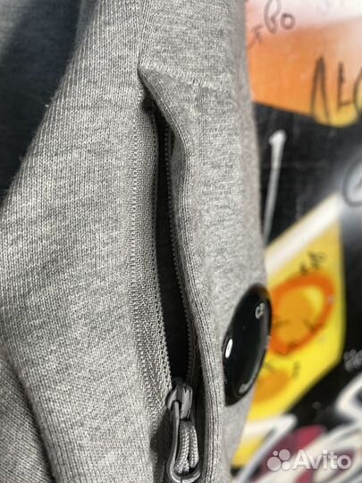 C.P. company diagonal raised gray ZIP sweatshirt