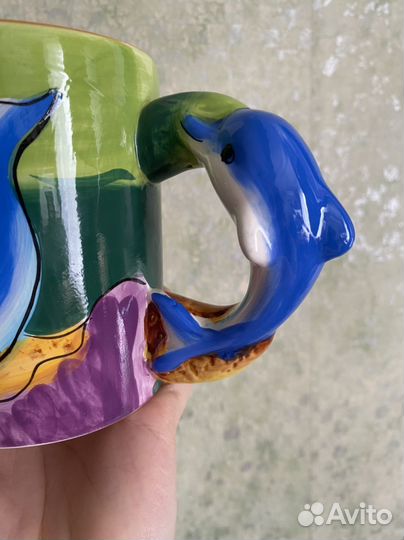 Фарфоровая кружка с объемной фигурой рыбки
