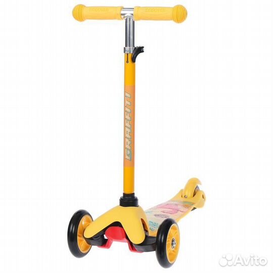 Самокат graffiti-mini print, цв. жёлтый