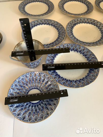 Сервиз.лфз.Кобальт сетка.Золотые Ромашки.Незабудки