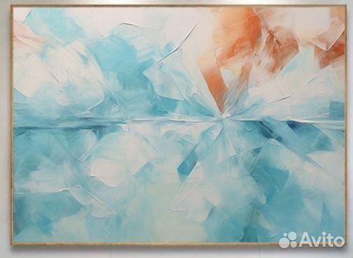 Интерьерная картина голубая абстракция Примерка