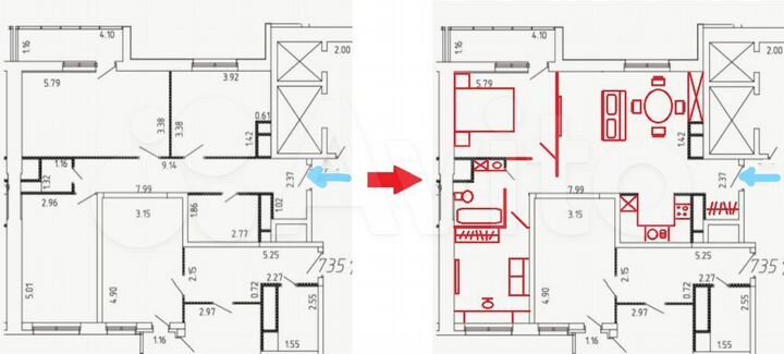 2-к. квартира, 70 м², 8/25 эт.