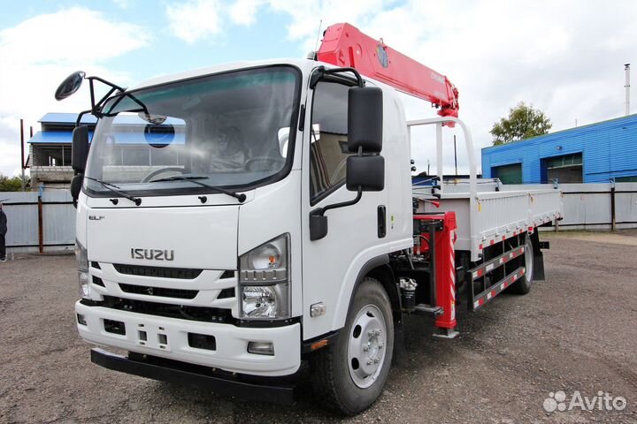 Бортовой грузовик Isuzu Elf с КМУ UNIC, 2024