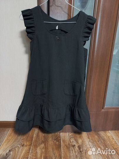 Школьный сарафан 134 серый