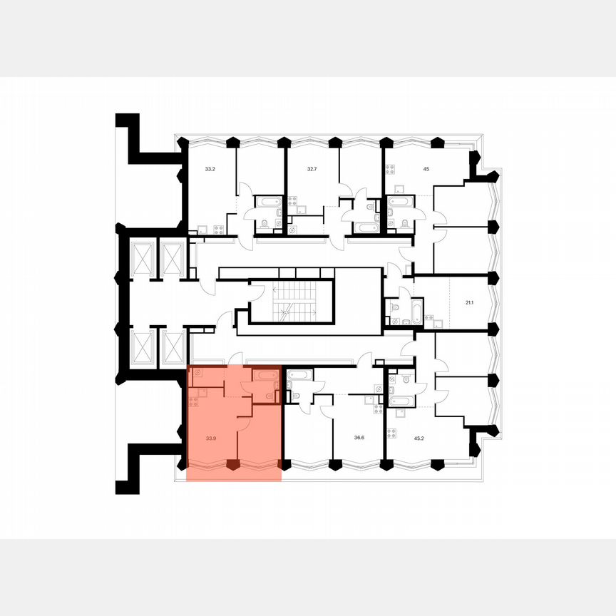 1-к. квартира, 33,9 м², 29/31 эт.