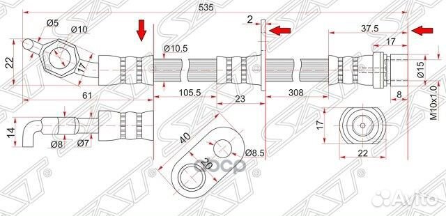 Шланг тормозной задний (Таиланд) toyota camry/V