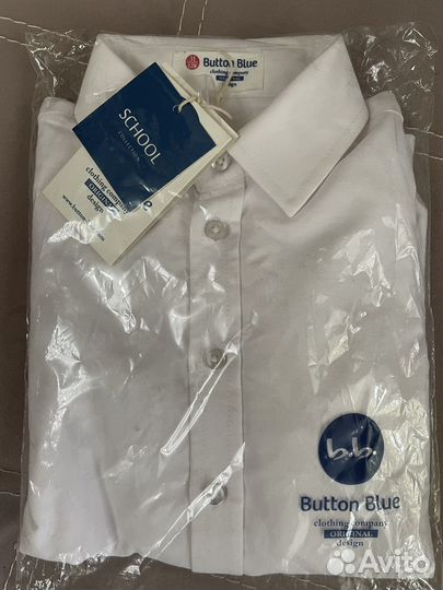 Рубашка сорочка белая 128 button blue