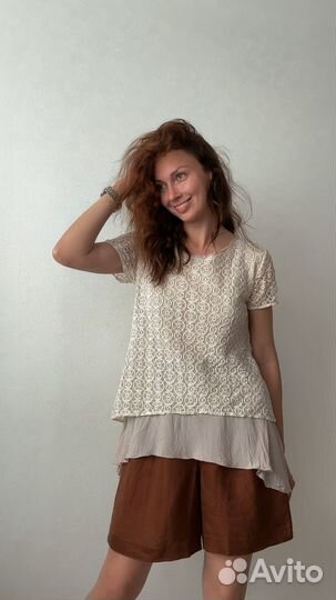 Итальянская блузка 44 46 М вискоза