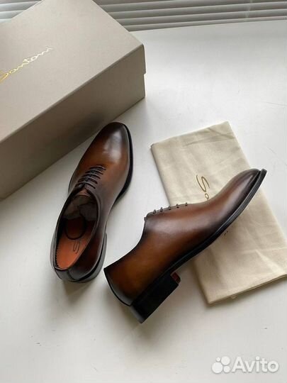 Туфли Santoni натуральная кожа коричневые