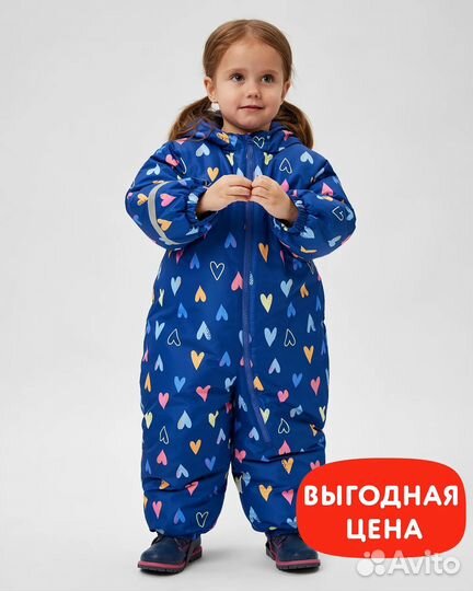 Комбинезон зимний baby go 80 с сердечками