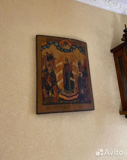 Икона «Всех скорбящих радости» 19 века 43х34 см