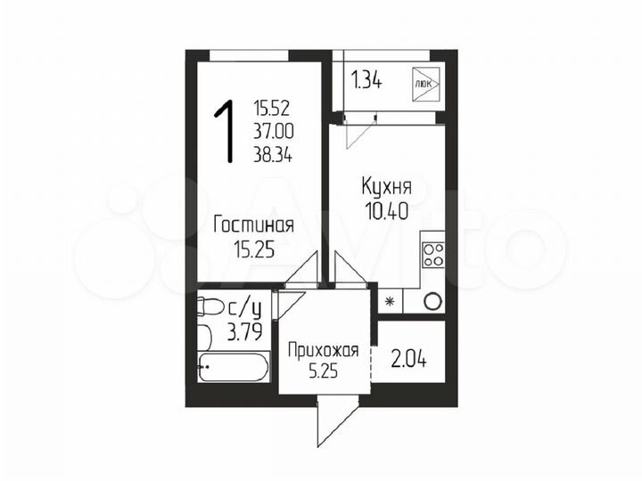 1-к. квартира, 38,3 м², 10/24 эт.