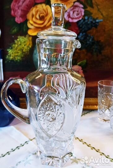 Графин штоф кувшин кобальт Дятковский хрусталь