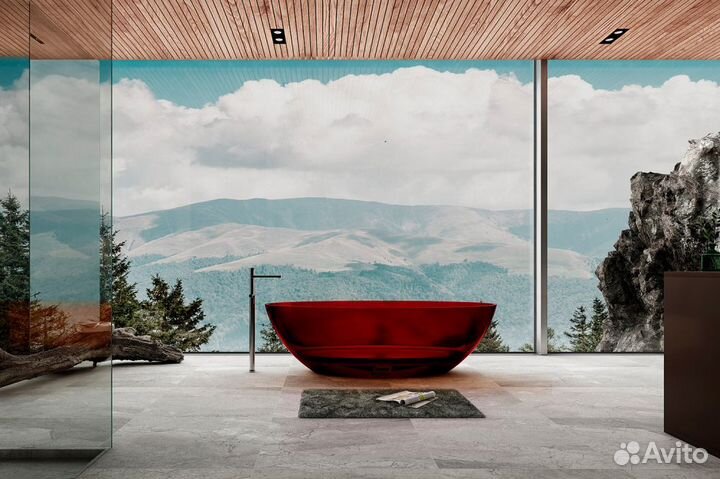 Прозрачная ванна abber AT9702Rubin красная