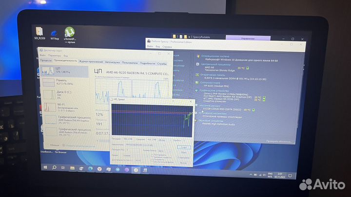 HP 15 ноут 8ddr4 120ssd cpu2x2.5ghz r5