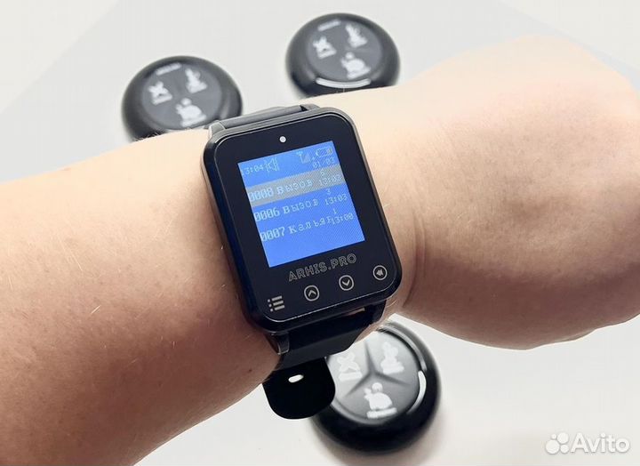 Влагозащищенные кнпока вызова и часы официанта