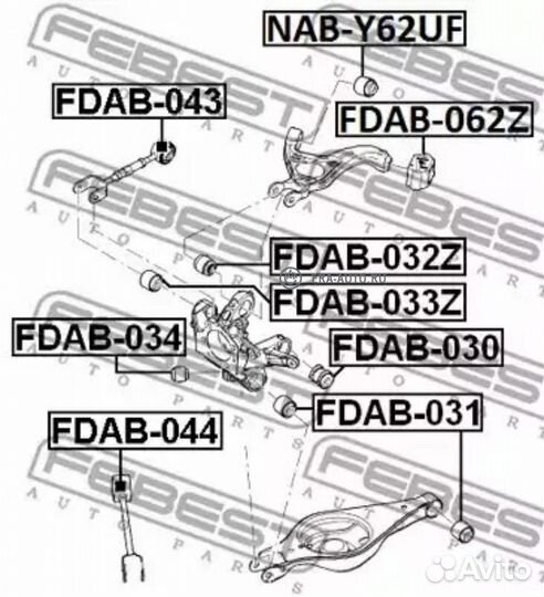 Febest fdab-044 Сайлентблок задн нижн продол рычаг