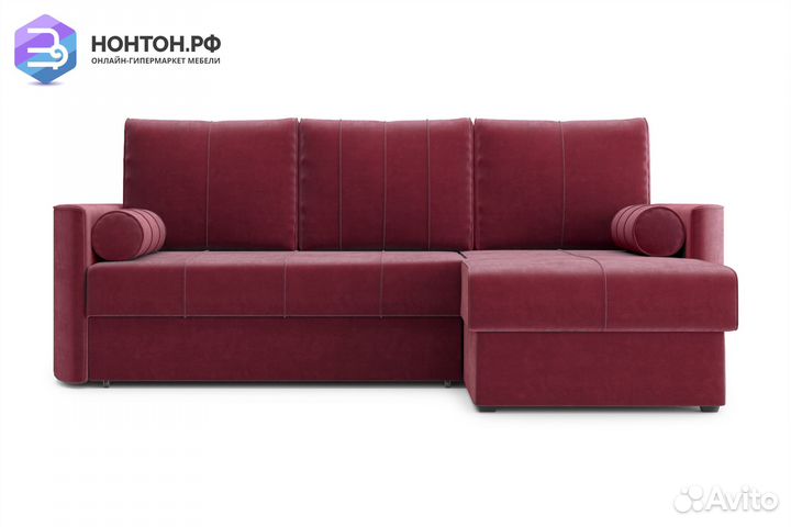 Диван угловой дельфин Колибри бордовый