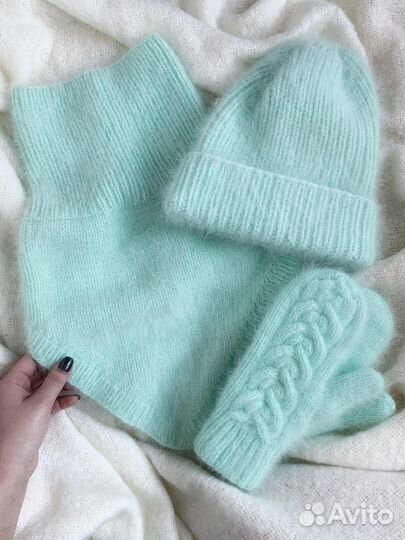 Шапка снуд и варежки