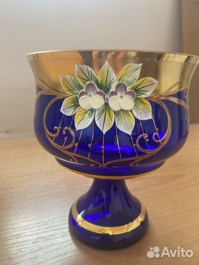 Конфетница цветная богемия стекло