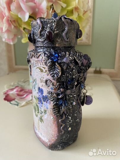 Бутылки в стиле обьемный декупаж