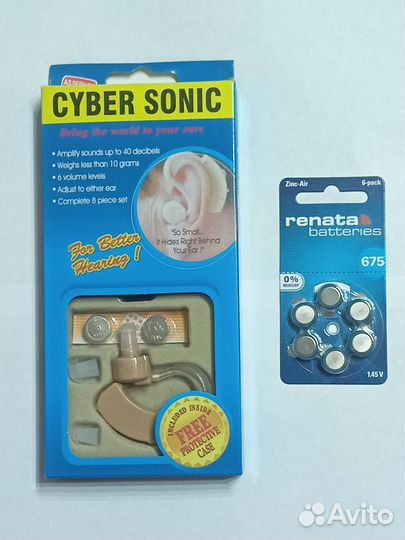 Слуховой аппарат cyber sonic+Renata 6 батареек