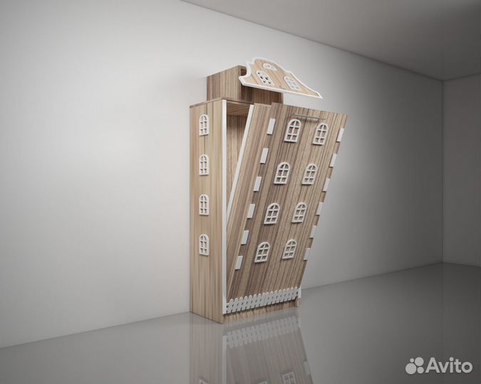 Подъемная откидная шкаф кровать домик детская Б-4