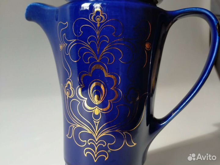 Кувшин графин кобальт, позолота СССР