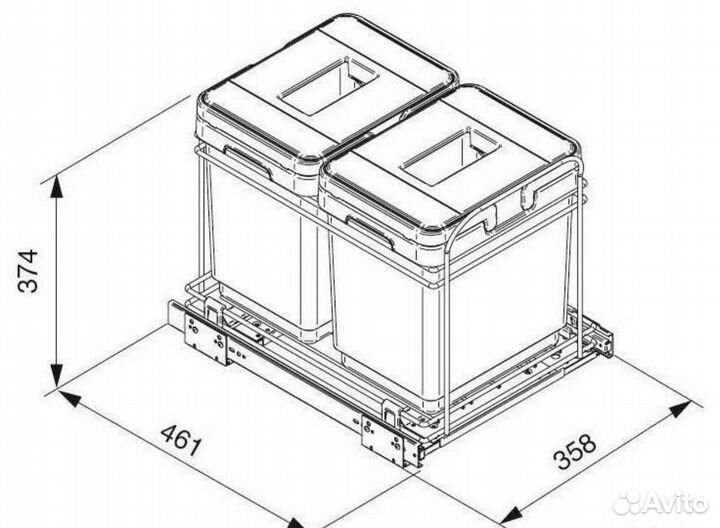 Мусорное ведро vibo / раздельный сбор мусора, 30л
