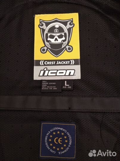 Мотокуртка кожаная Icon Crest Black