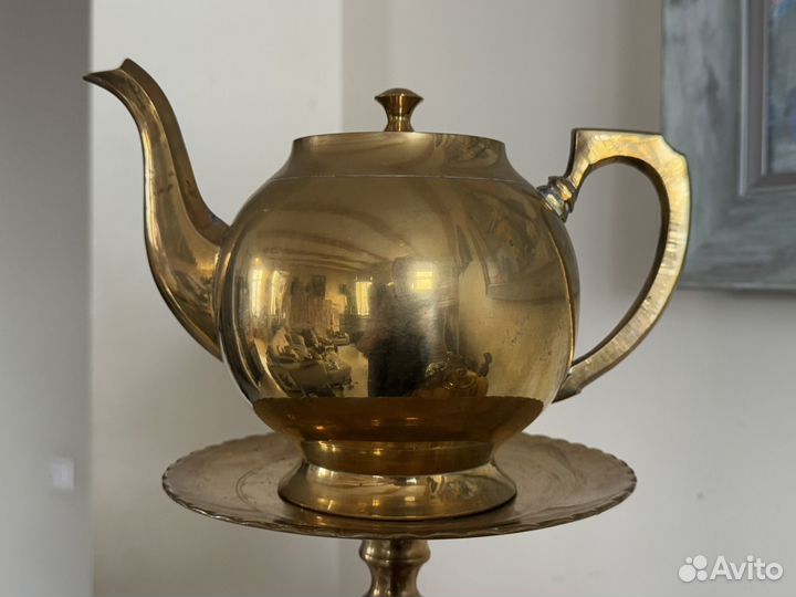 Чайник, подставка под чайник, блюдо латунь
