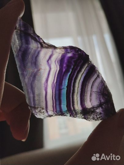 Срез/Спил радужного флюорита, полирован, 8 см/1 см