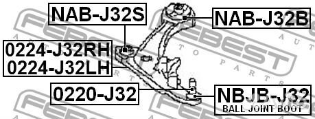 Febest nbjb-J32 Пыльник nissan teana 09- шаровой н