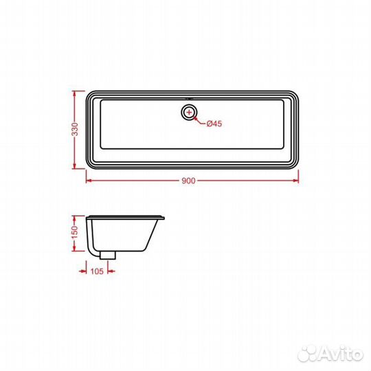 Artceram washbasins GEA Раковина 90х33 см, без отв., цвет: белый