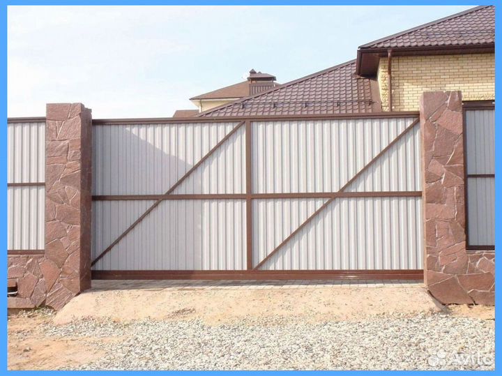 Откатные ворота (каркас) +комплект для ворот