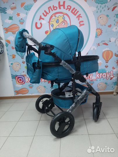 Коляска 2 в 1 с варежками и сумкой