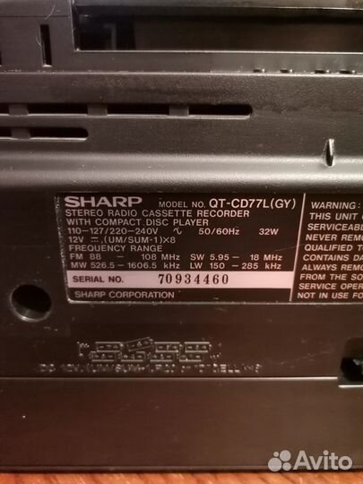 Магнитола (магнитофон) sharp QT-CD77