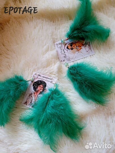 Серьги из перьев ручная работа