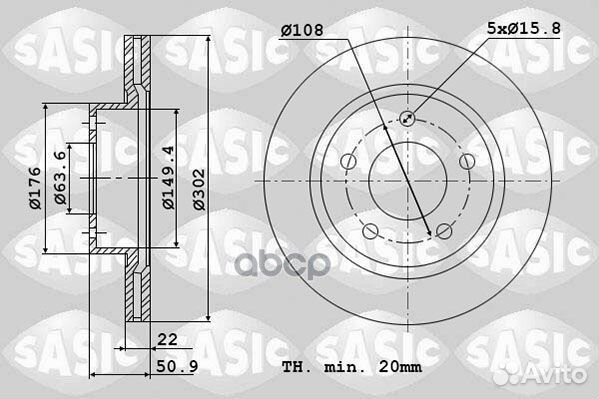 Диск тормозной 6106290 Sasic