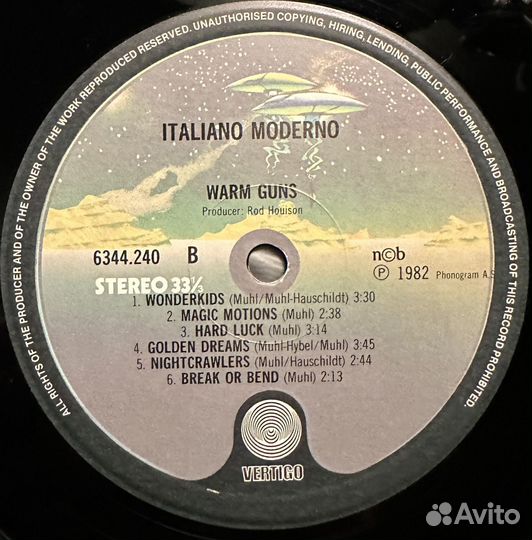 Warm Guns – Italiano Moderno (Скандинавия 1982г.)