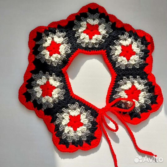 Съемный воротничок кроше(бабушкин квадрат)