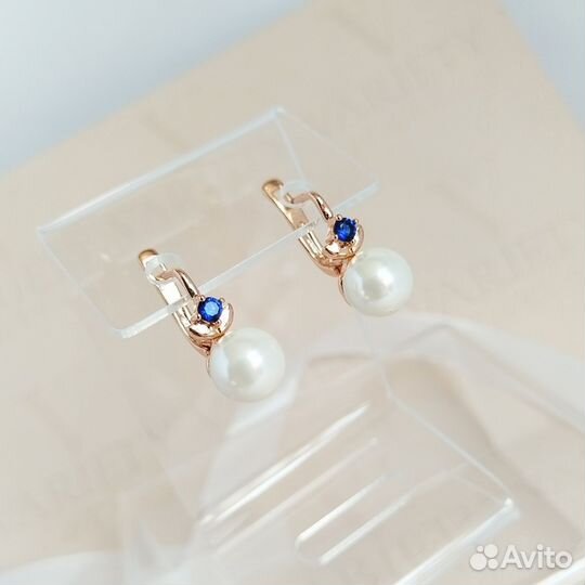 Комплект с жемчугом из мед. сплава