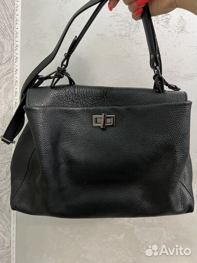 Сумка натуральная кожа черная италия