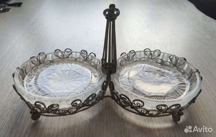 Хрустальная менажница СССР