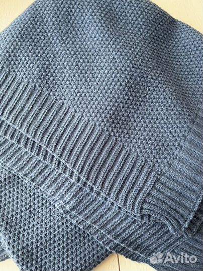 Голубой плед цвета джинс, детский плед, шерсть