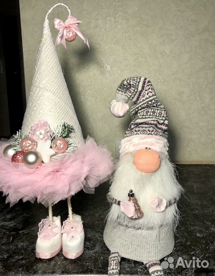 Новогодняя композиция, елка, гном