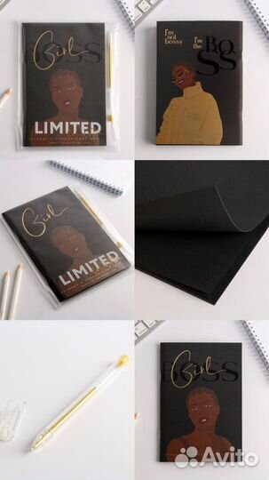 Блокнот с черными листами+ ручка